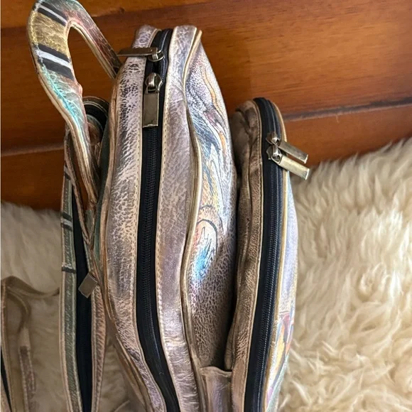 Anuschka Handpainted Leather Multicolor Artistic Mini Backpack - Picture 5 of 11